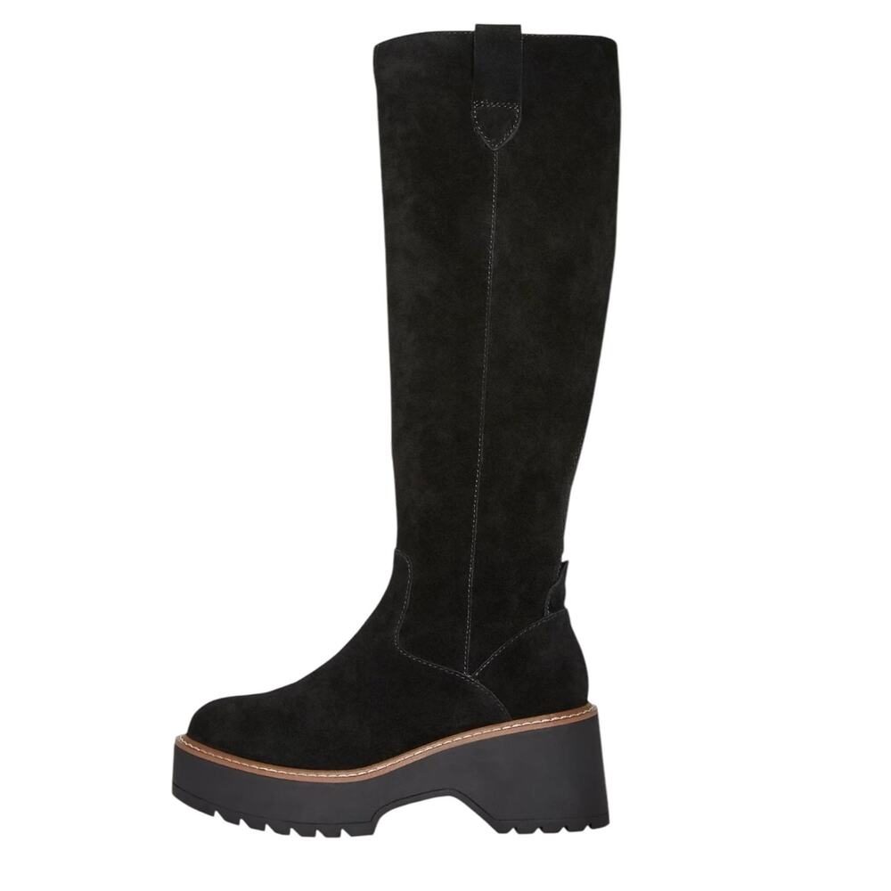 Aqua College Women's Gina Suede Waterproof Platform Boots Black Size 10 - Picture 2 of 4